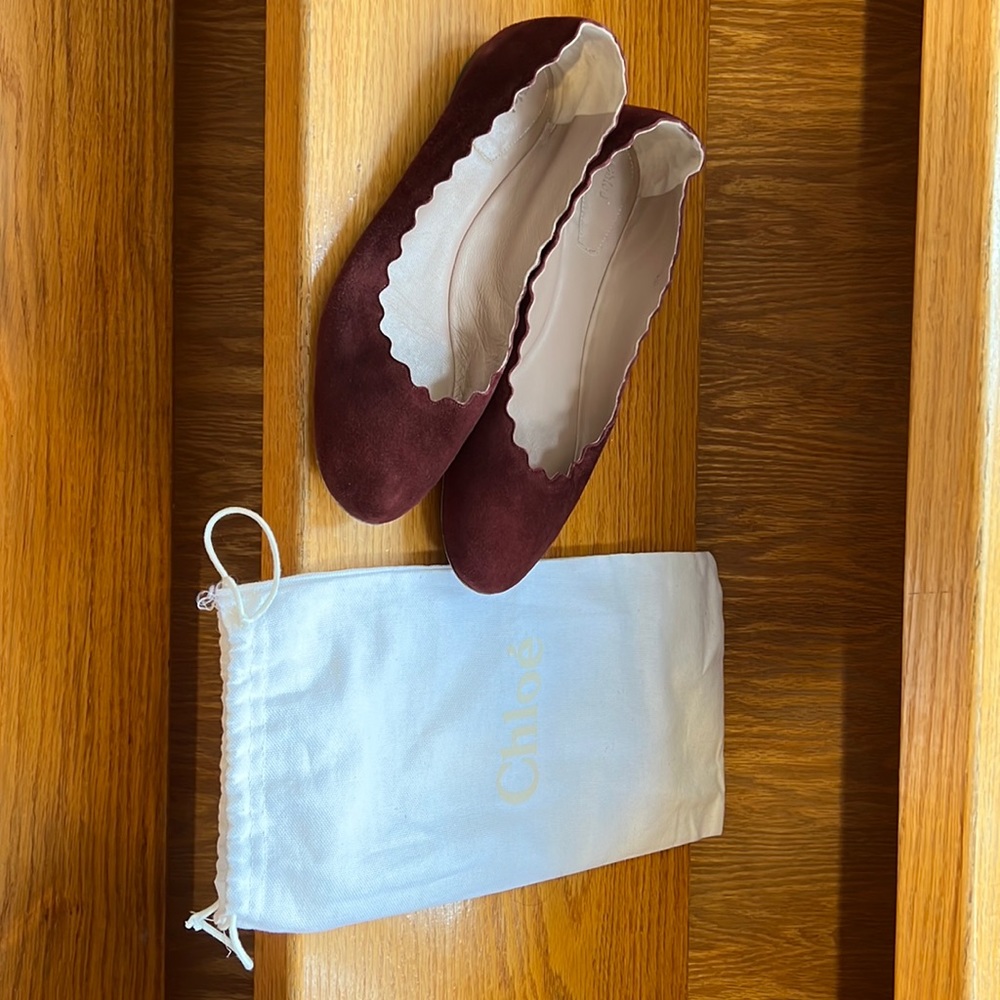 Chloe burgundy suede flats